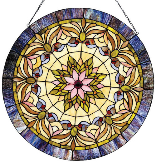 22″ Round Stained Glass Window Hanging Panel Suncatcher