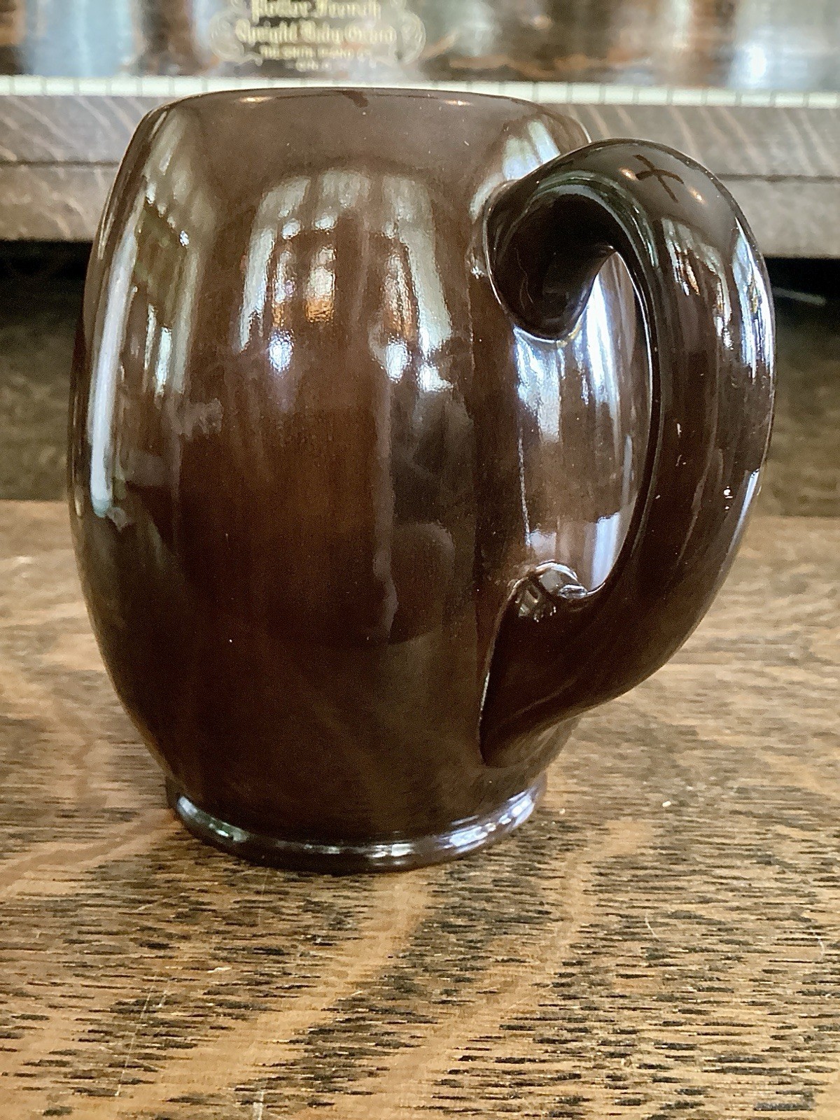Vintage American Belleek Portrait Tankard Mug 6” Brown Hand Painted