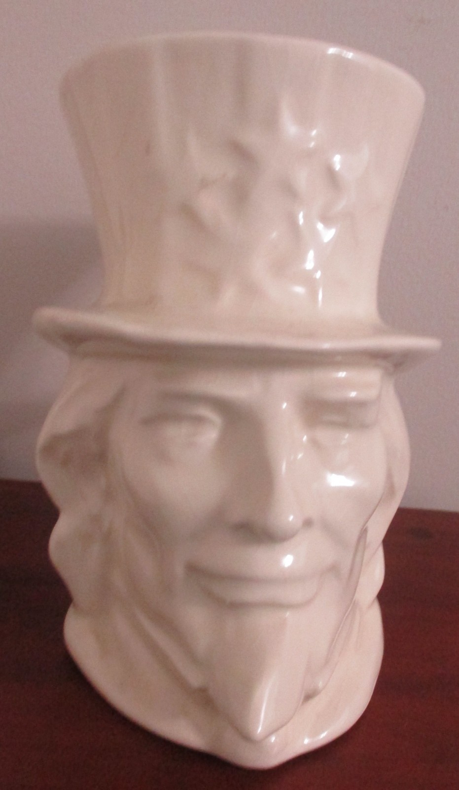 McCoy Pottery Uncle Sam Head Pottery Ceram Vase Planter White Vintage 7 1/4″ H