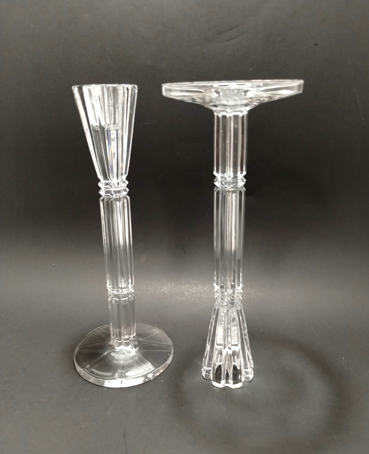 (2) CRISTAL D”ARQUES-DURAND~“Montparnasse”~8” Candlesholders~RARE Pattern~XLNT
