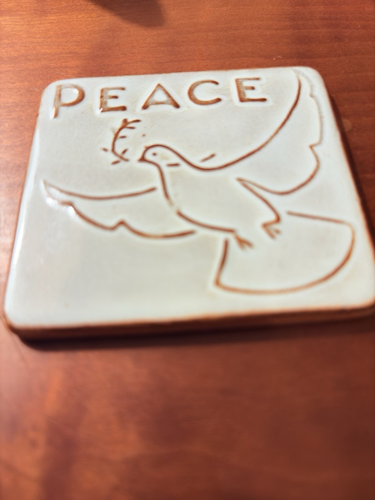 NICODEMUS Ferro Stone Peace Christmas Ornament Ohio Glazed Vintage Dove Clay