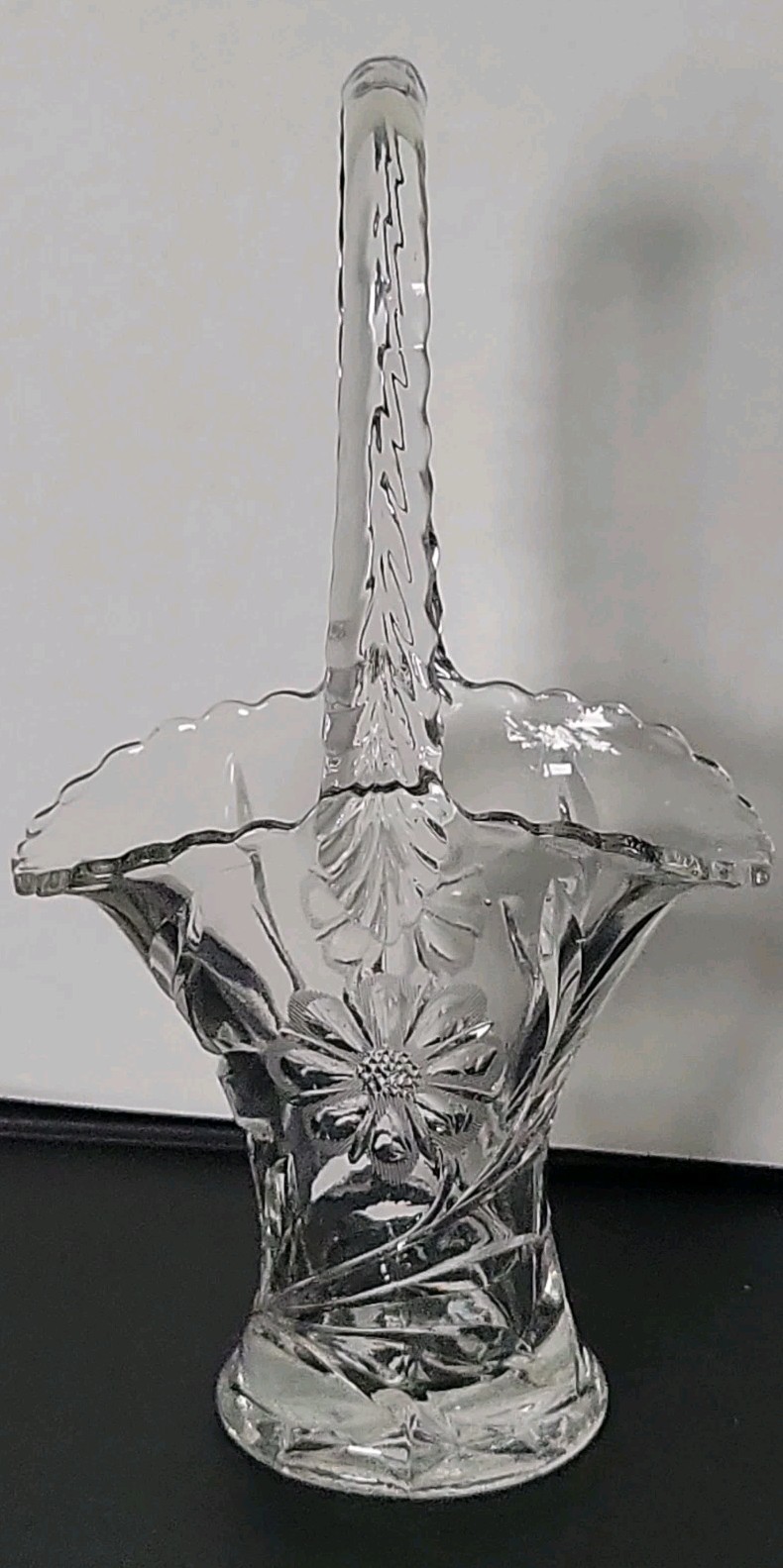 Vintage Duncan & Miller Clear Glass 9.5″ Bride’s Basket Etched Floral See Photos