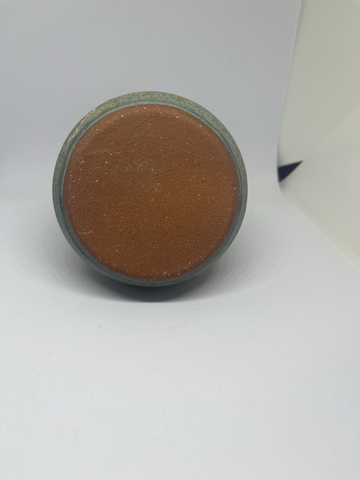 Small Red Clay Pottery Bud Vase Blue and Black 4″ Handmade With Symbols