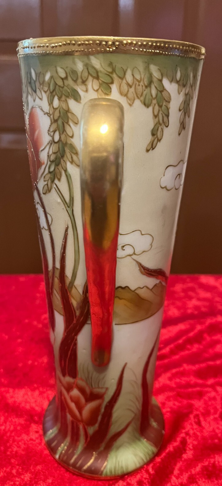 NIPPON HAND PAINTED FLOWER & GOLD TRIM PITCHER 10 1/4″
