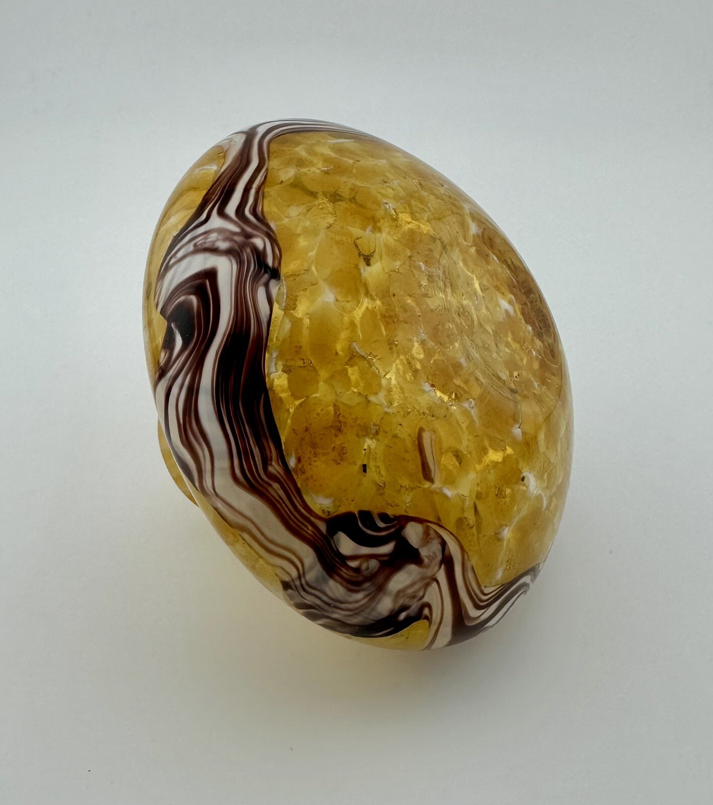 Vintage Art Swirled Gold White Yellow Brown Mini Vase