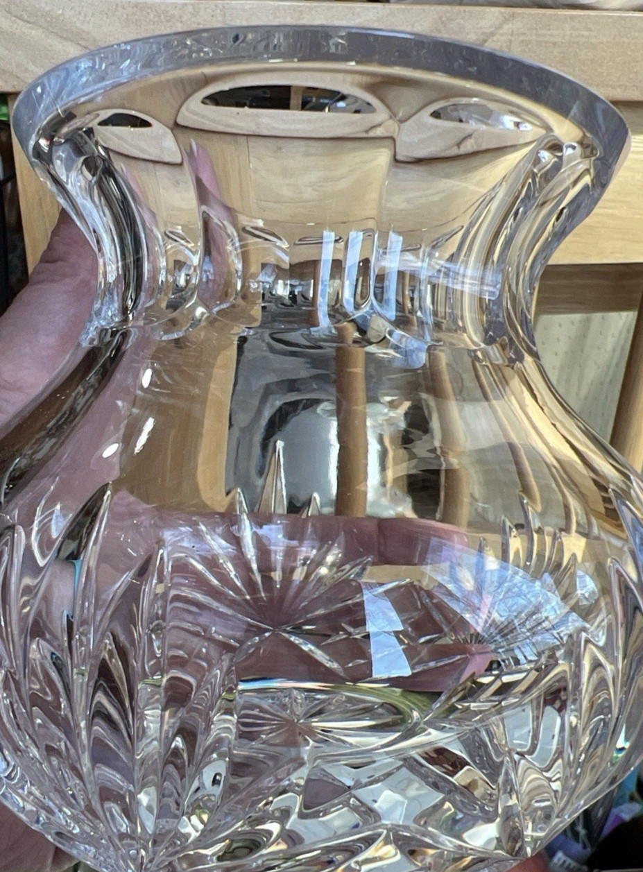 Rogaska Richmond Crystal Flower Vase Yugoslavia Signed 4.75″ WOBBLES!