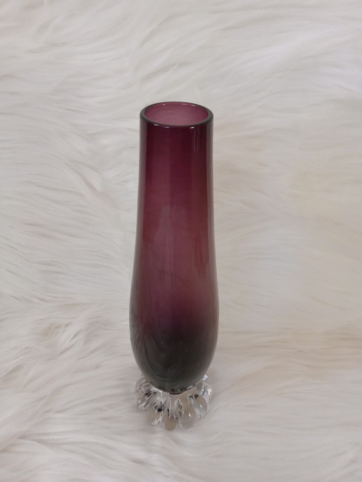 Vintage Bo Borgstrom Aseda Scandinavian 9″ Dark Purple Eggplant Clear Base