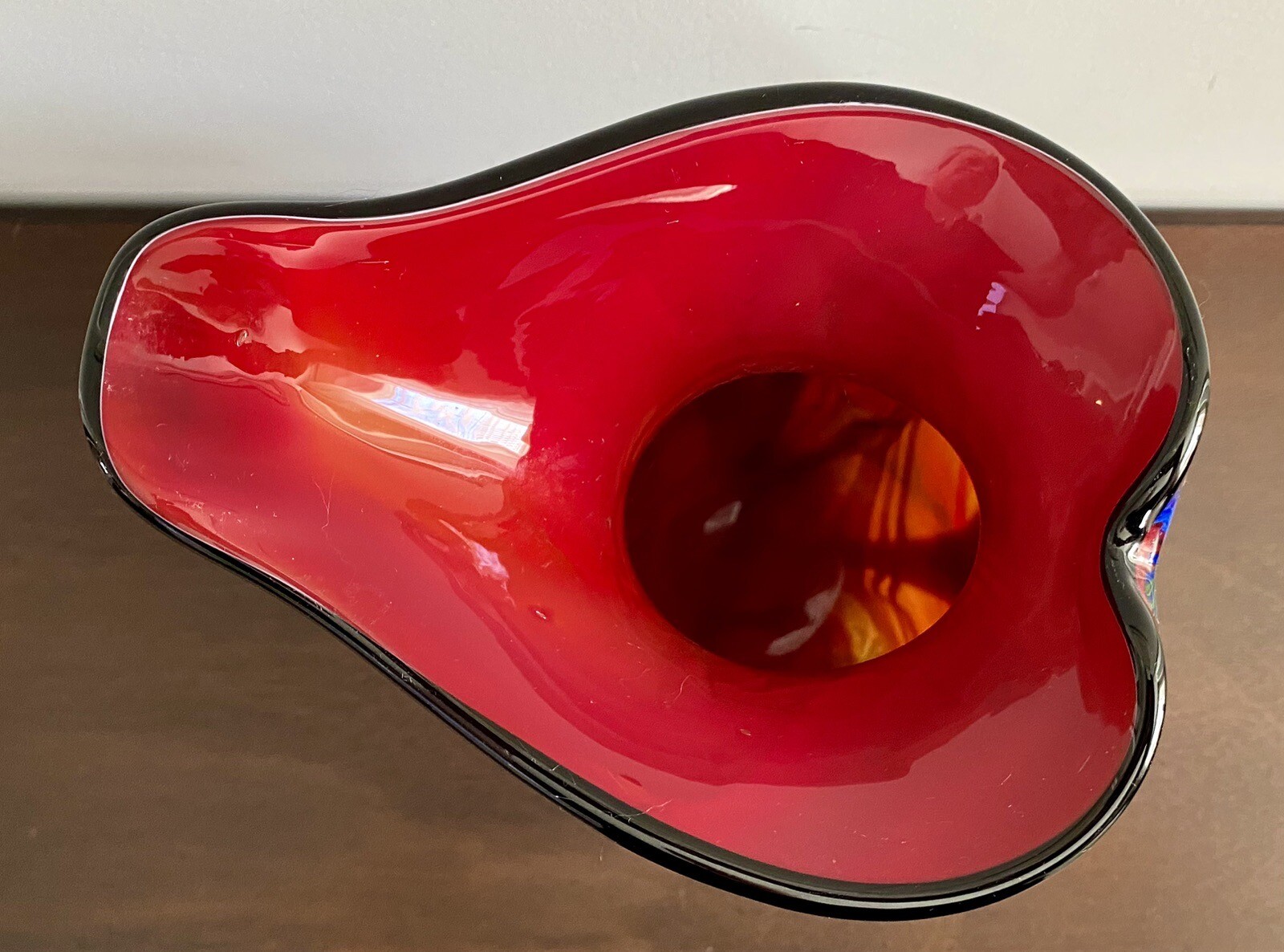 Vibrant Possibly Luxury Lane Hand Blown Abstract Teardrop Art Glass Vase