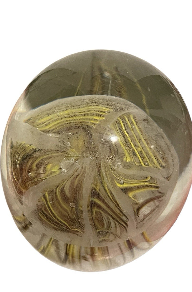 Vintage Art Glass Large Yellow-Green JellyfishPaperweight