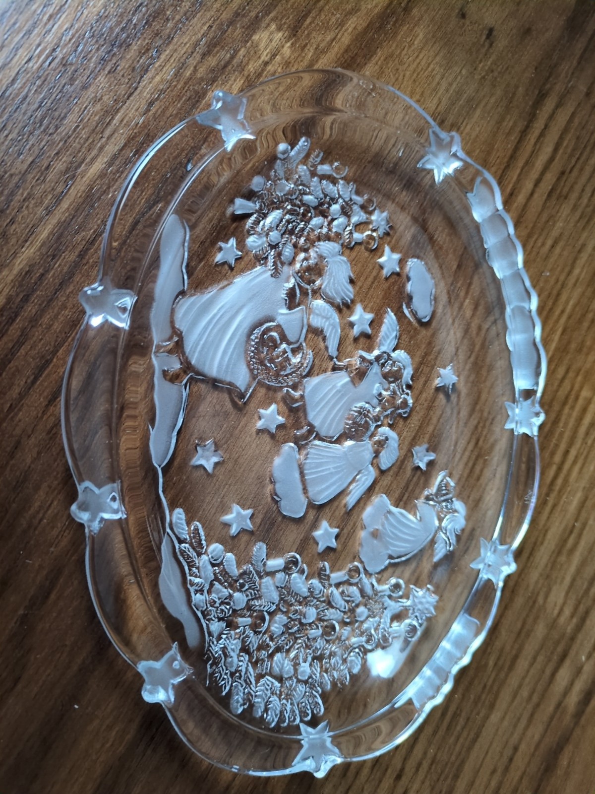 Mikasa Holiday Lights Sweet Dish 9-in Crystal Glass Angels