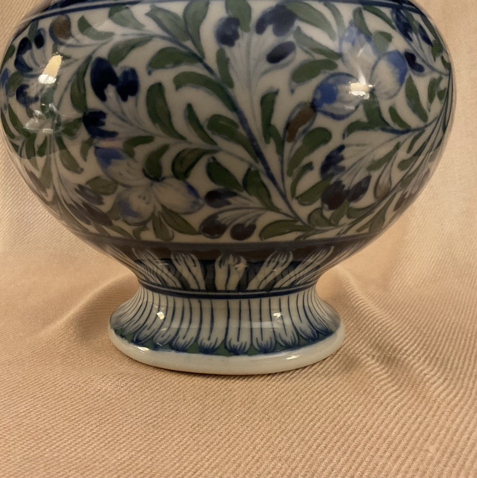 Antique Iznik-style Glazed Vase With Floral Motifs, 12 in