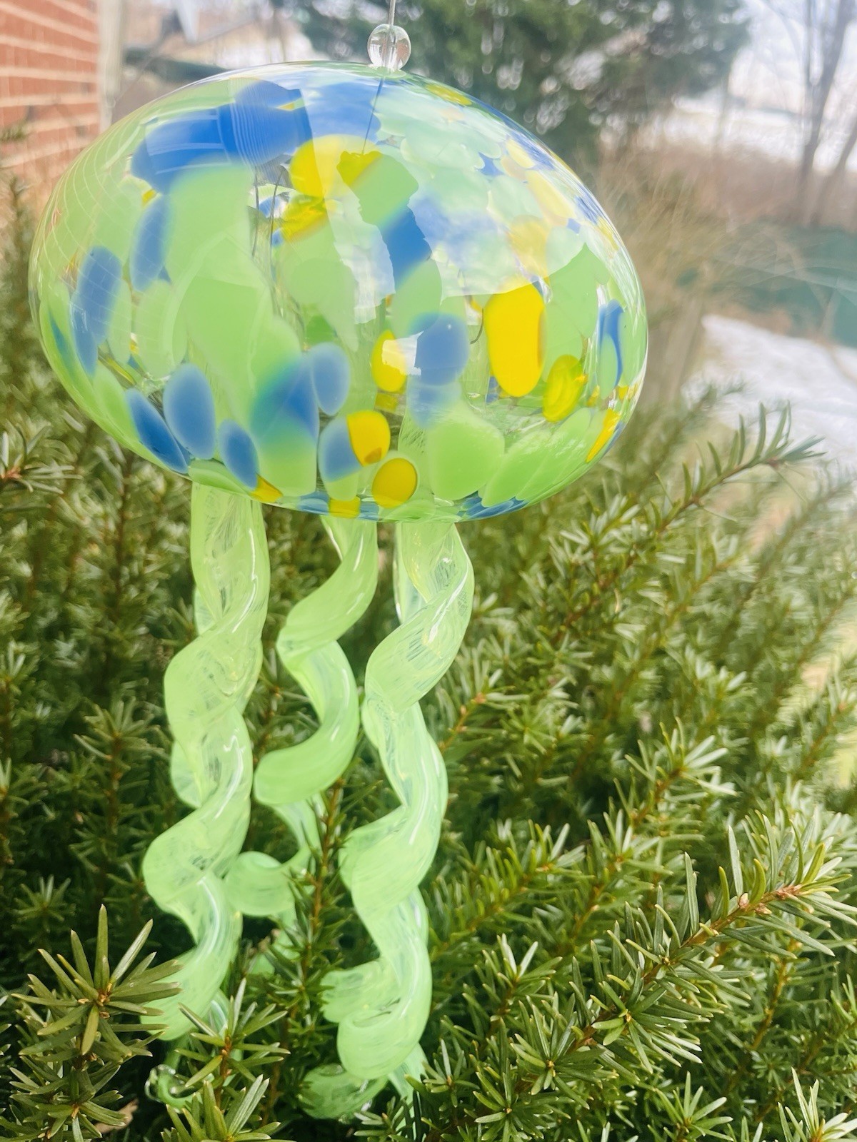 Handblown Jellyfish Art Glass Colorful Chime QUALITY BEAUTIFUL