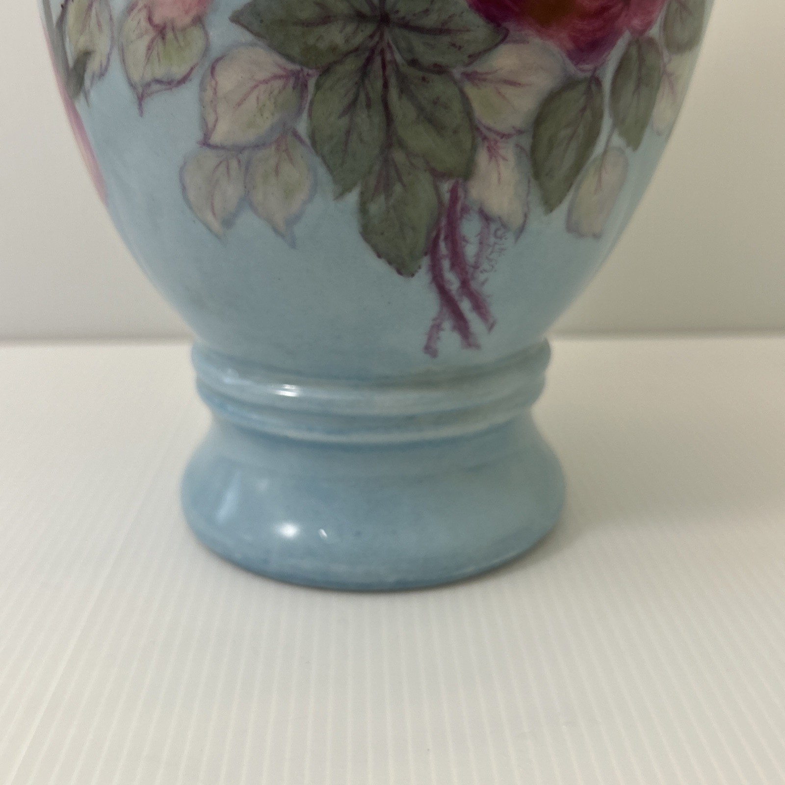 Vintage Nippon Hand Painted Porcelain Vase Gilded Gold Double Handles Pink Roses