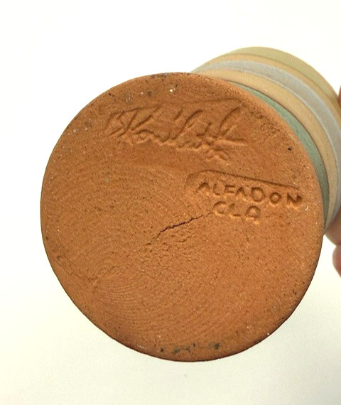 Stamped ALFADON Studio Pottery Vase 8″ Stoneware Earth Tone CLA Mark