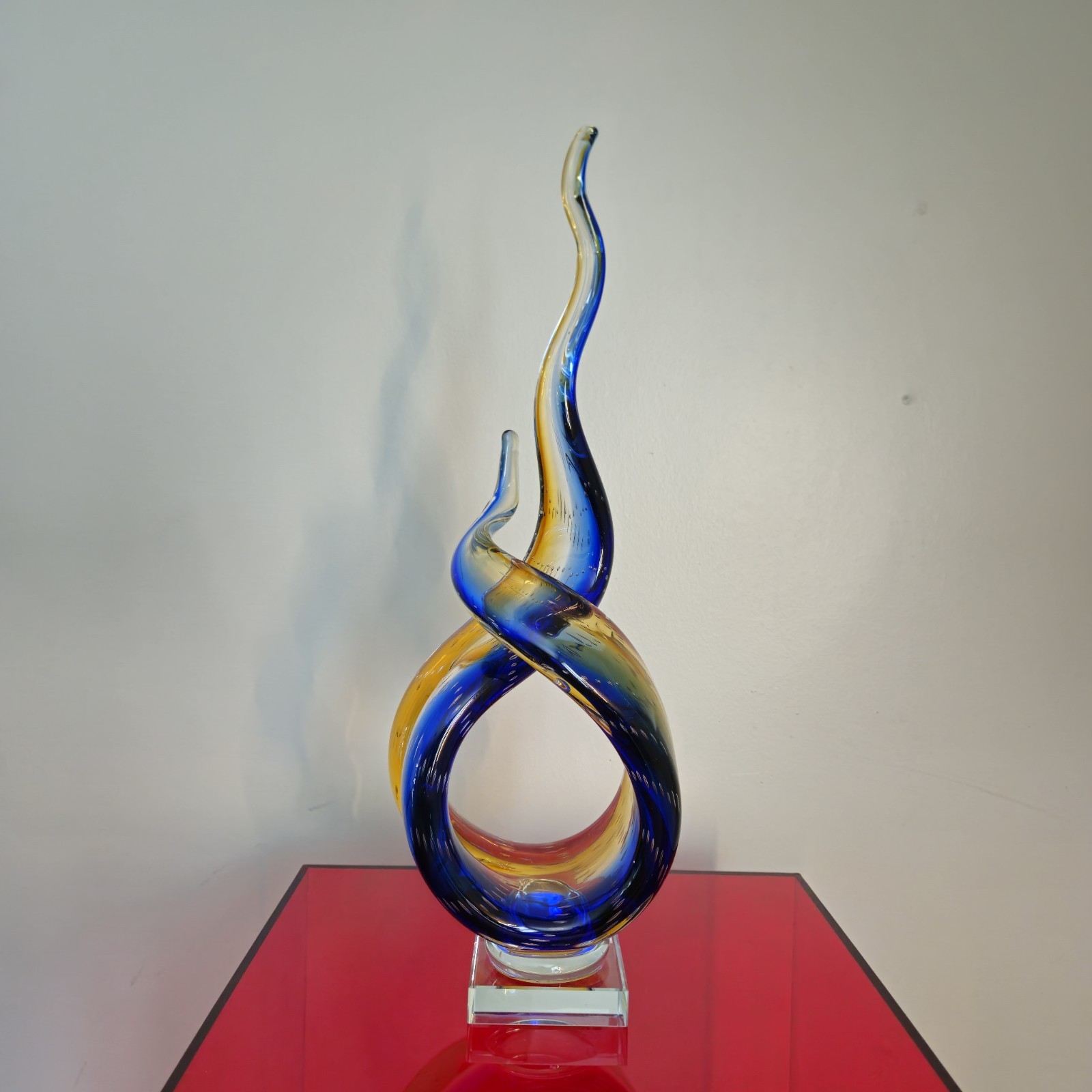 Murano Style. blue-green and clear Blend Together like a murano sculpture Heavy.