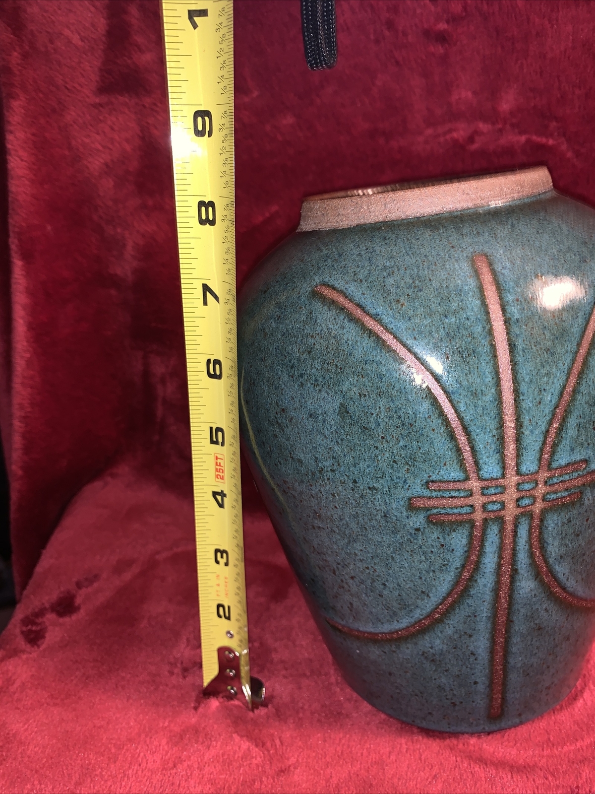 Vintage Ikebana Studio Pottery by Carole Westlund Signed Teal. Approx. 8” Tall