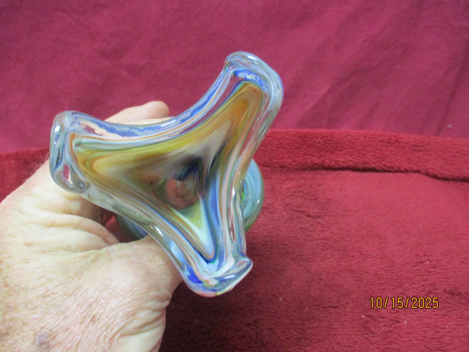Vintage Art Glass Serpentine Snake, Bud Vase, 5″ tall, Unmarked