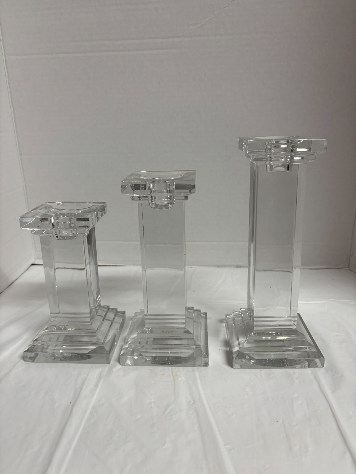 Royal Limited Crystal Taper Candlesticks Set of 3 24% Full Lead Crystal Czech