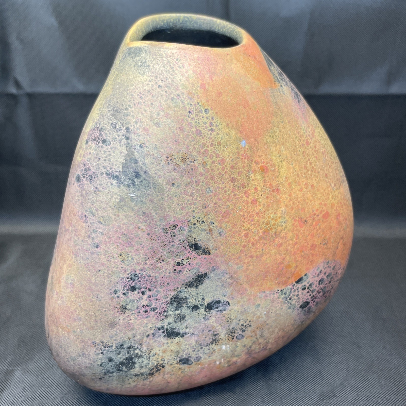 Standing Stones vase Nicholas Bernard Pottery In Orange Pink Black Design 1993