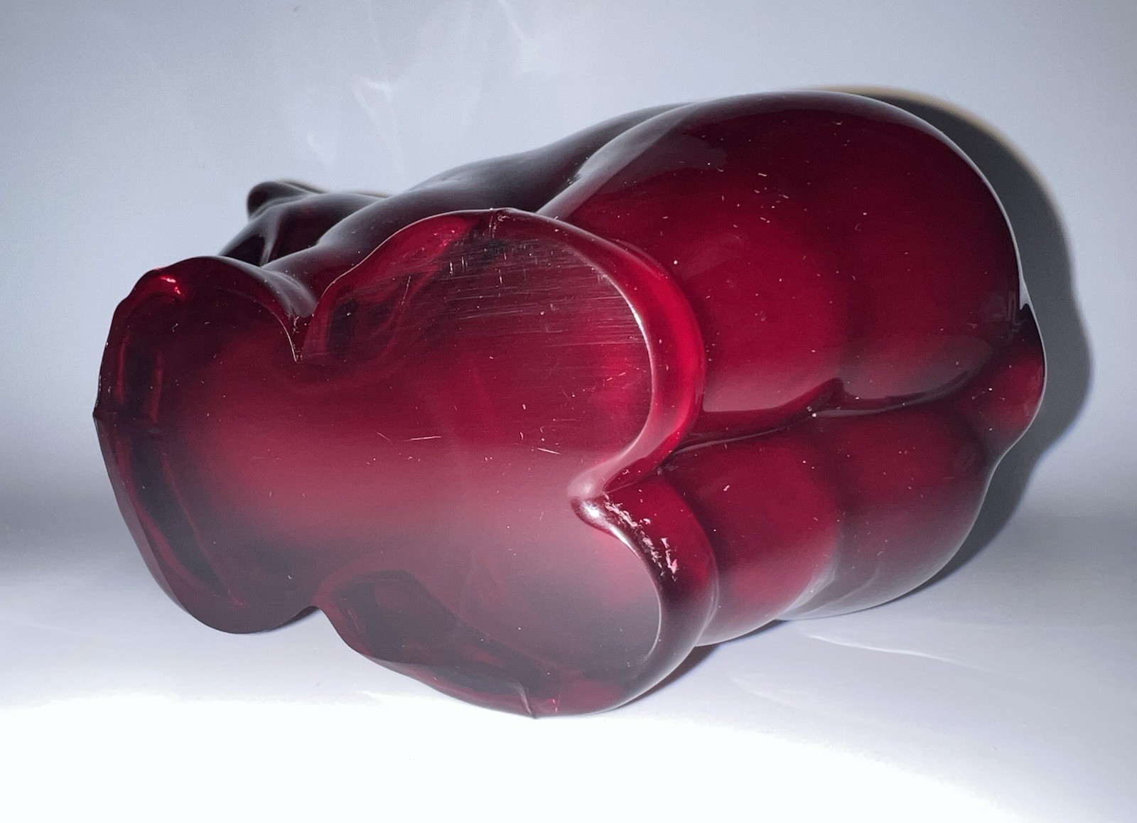 Viking Signed Ruby Red MAMA BEAR New Martinsville Mold Glass Figurine