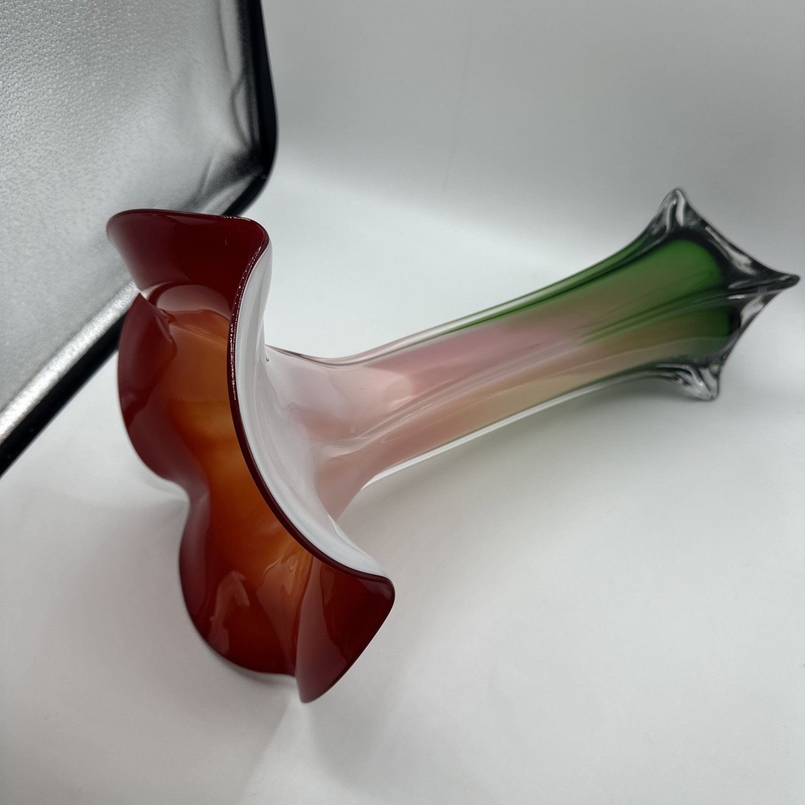 Spectacular Flower Art Glass Lily Vase. 15” tall. See pics.