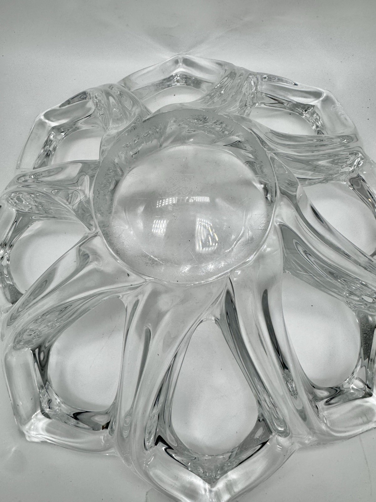 Vannes le Chatel Art Glass 15” Crystal Sculpture Centerpiece Bowl Stunning