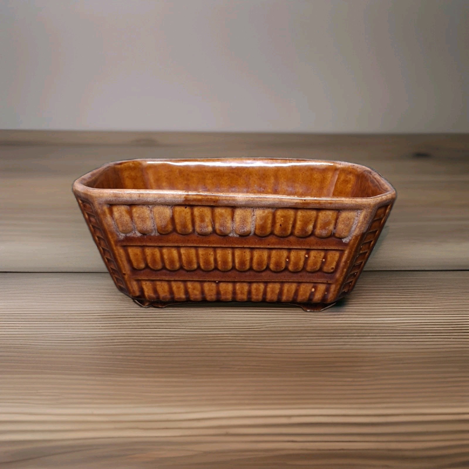 Vintage Brush McCoy USA Brown Drip Glaze Rectangular Window Box Planter C 111-7