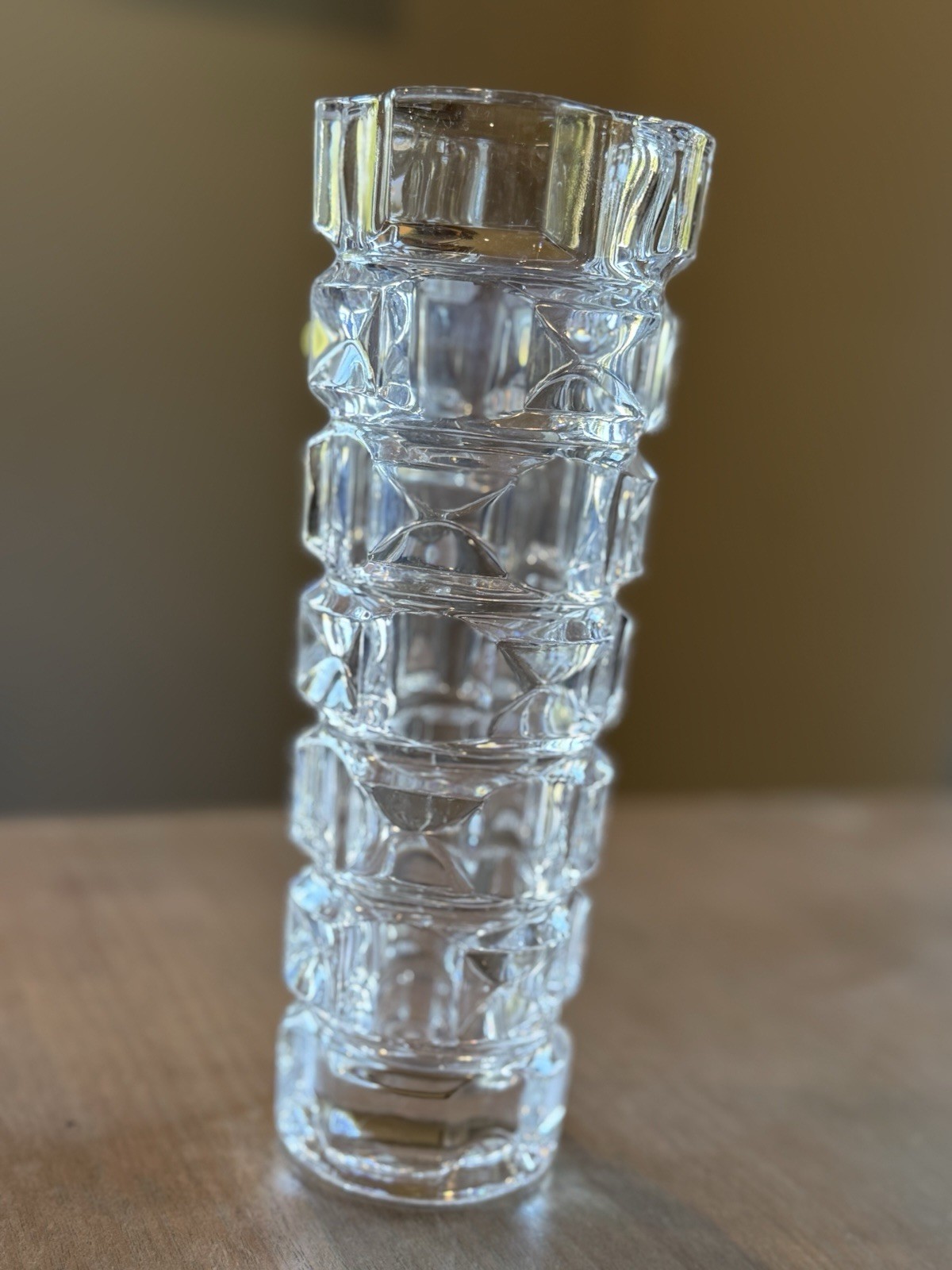 Vase Cristal D’arques Lead Crystal Vase Durand Ancenis Optic Block France 8.5”