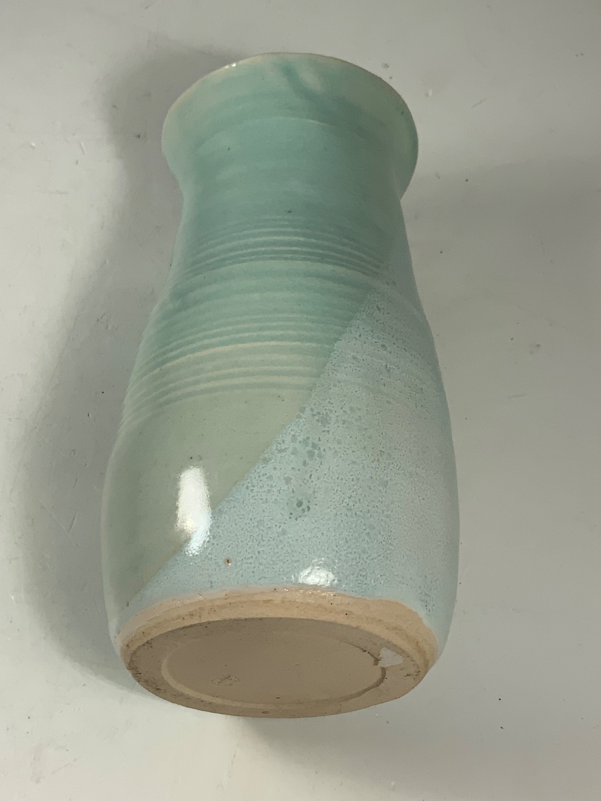 Vintage Robins Egg Blue Art Pottery Vase Signed 6.25″