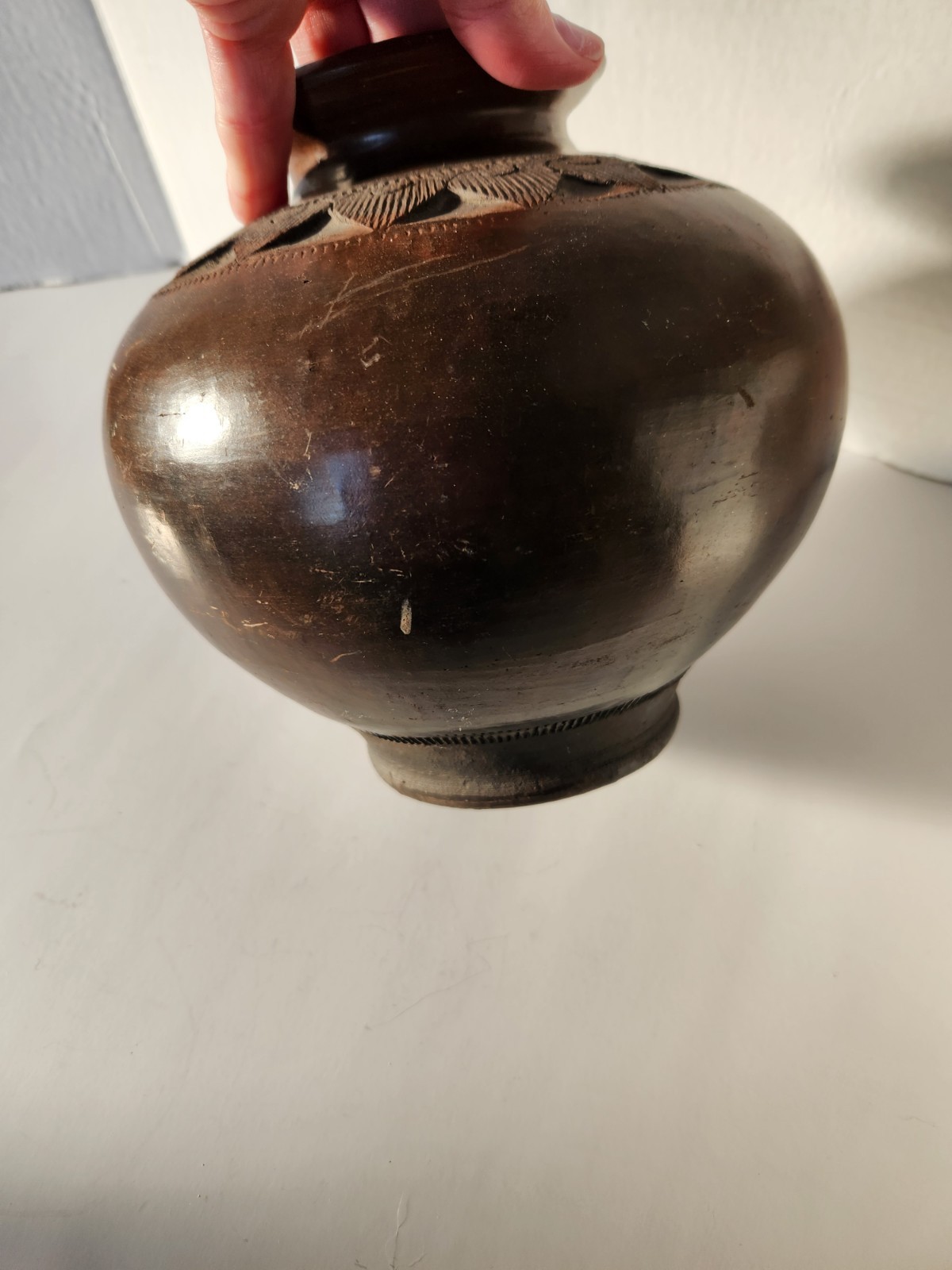Vtg Ukhamba Burnished & Coiled Clay Zulu Beer Pot South African Vessel