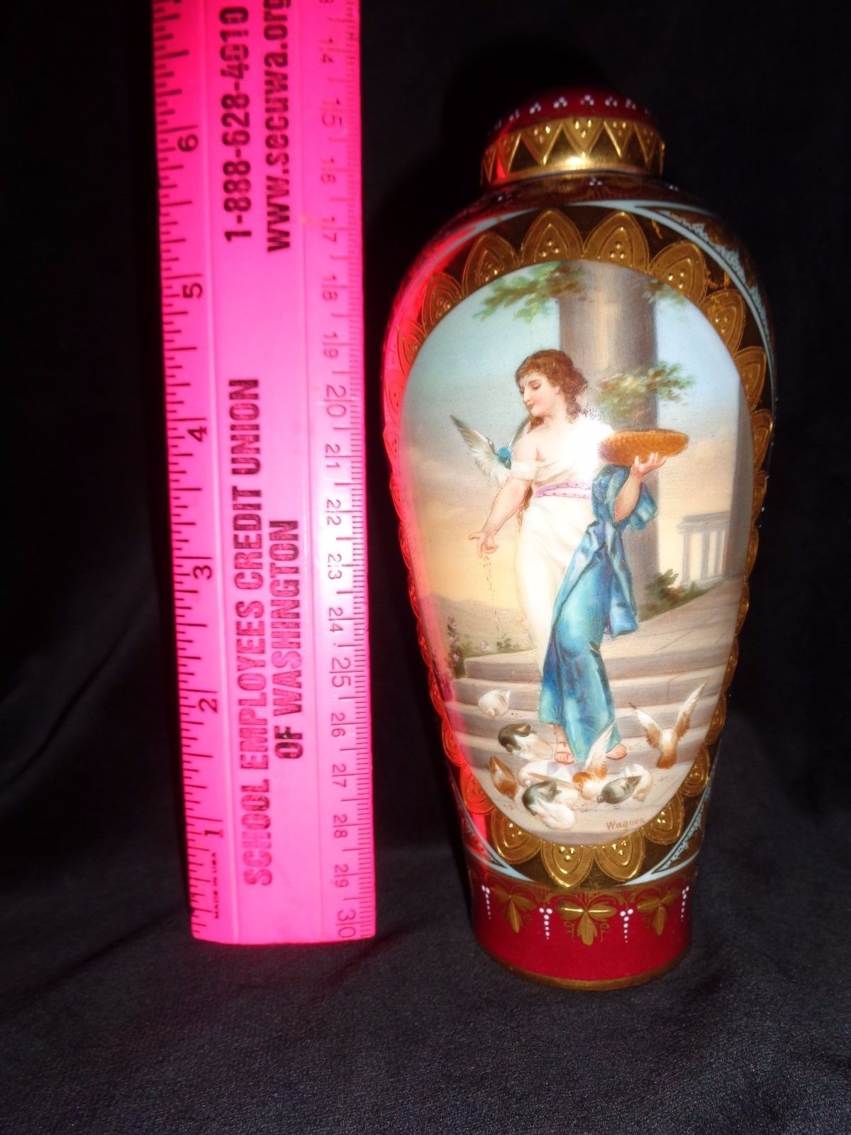 Antique Hand painted Porcelain Royal Vienna Vase signed Wagner