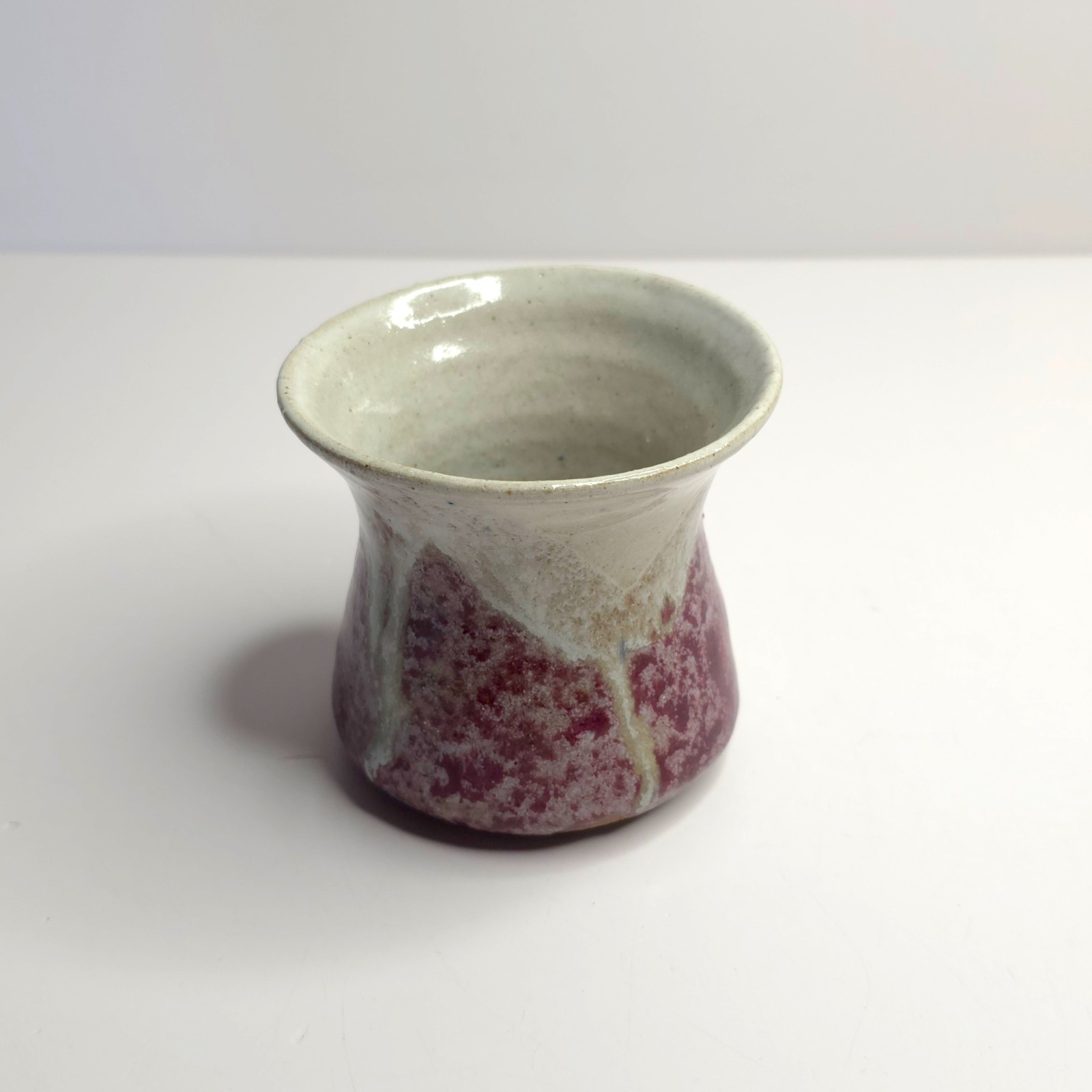 Small Studio Art Pottery Flared Vase Drip Glaze Handmade Signed By Artist