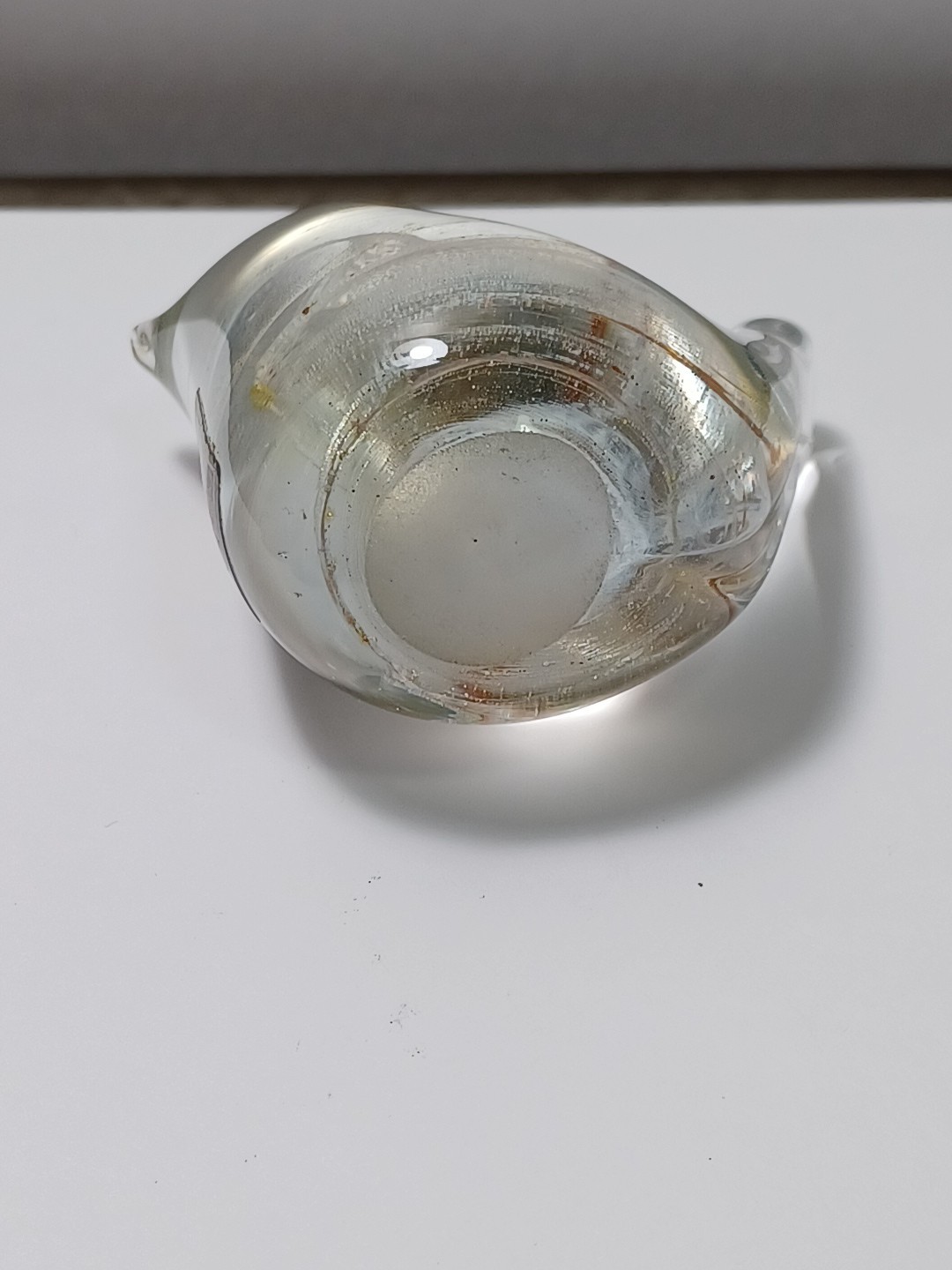 Kerry Glass Art Glass Bird Swirl Of White Yellow Brown Made in Ireland JGBX28