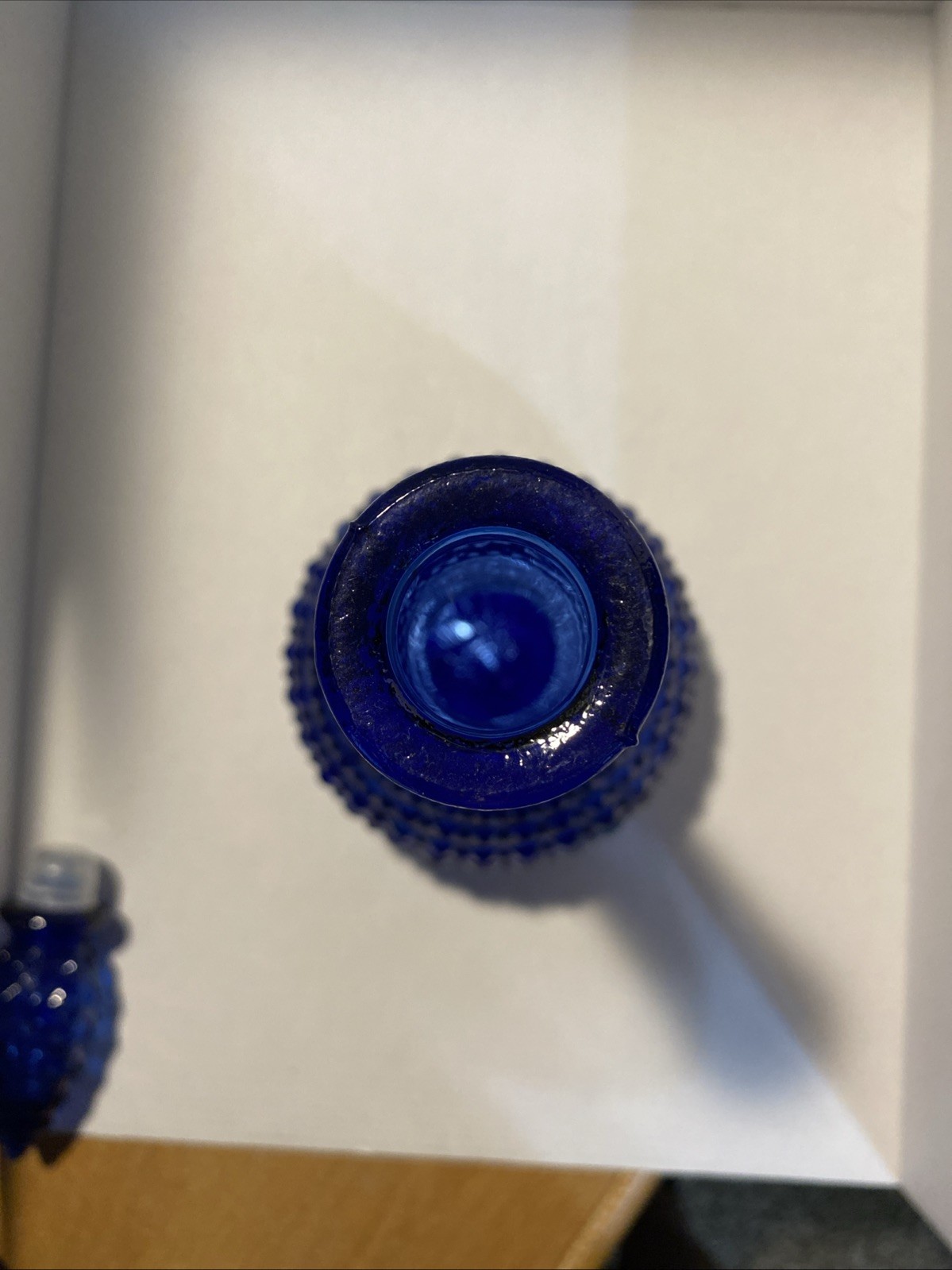 Vtg MCM “Empoli” Dark Cobalt Blue Diamond Point Genie Bottle – 14″ Italy – EPOC