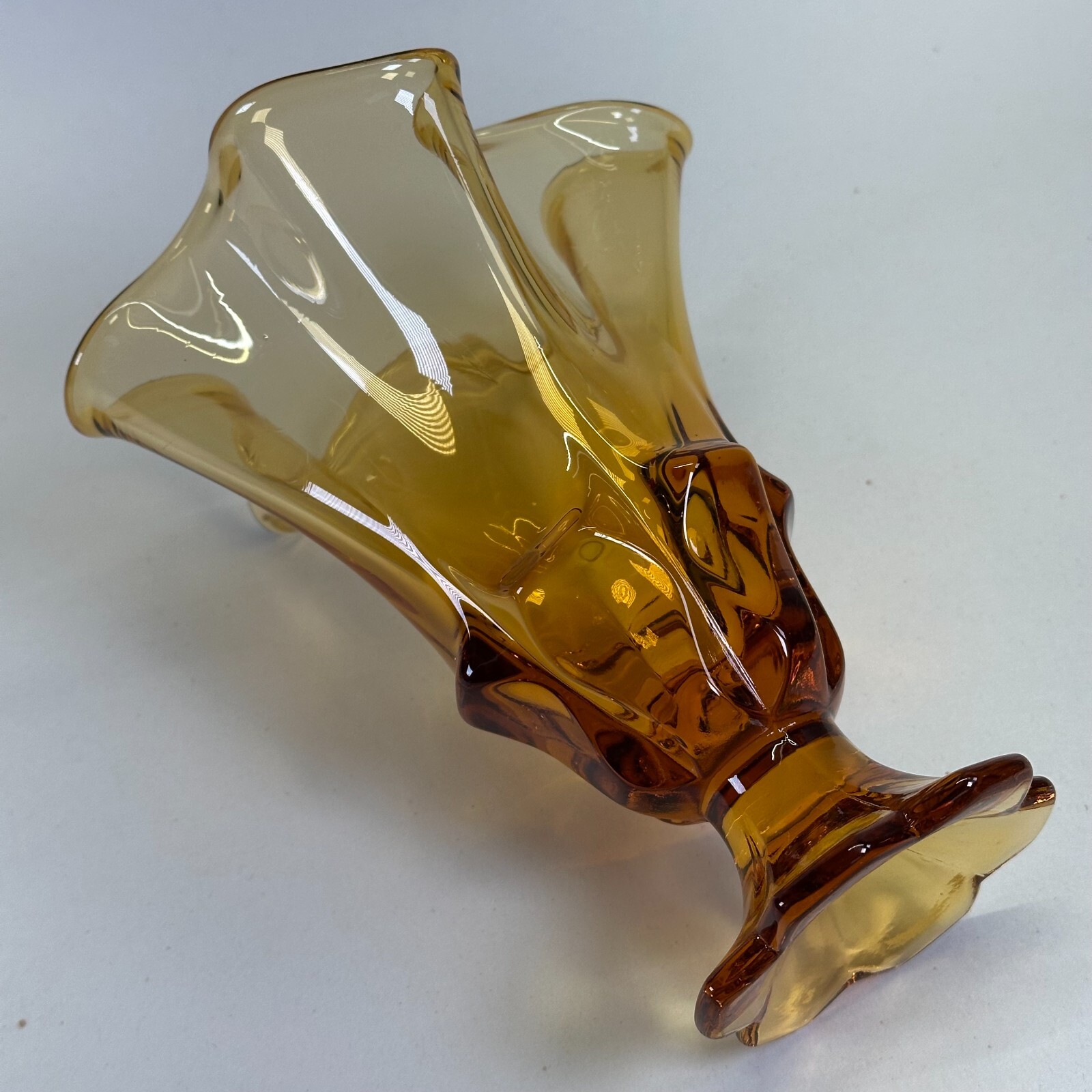 Fenton Valencia Amber Handkerchief Vase 6 3/8″ Vintage