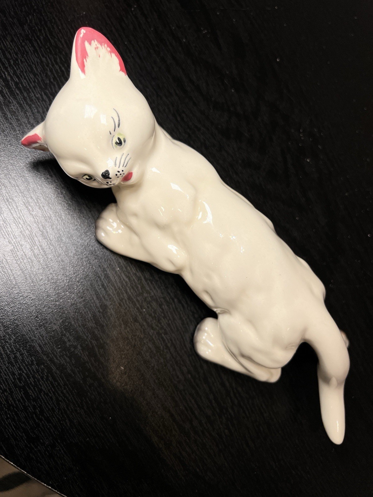 Vintage MCM Ceramic Climbing Cat Wall Art Eyelash Pink Ear Tips Camark Style