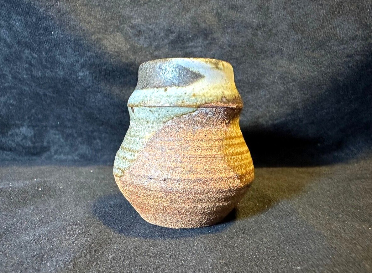 Miniature Stoneware Drip Glaze Vase 2.5 in.
