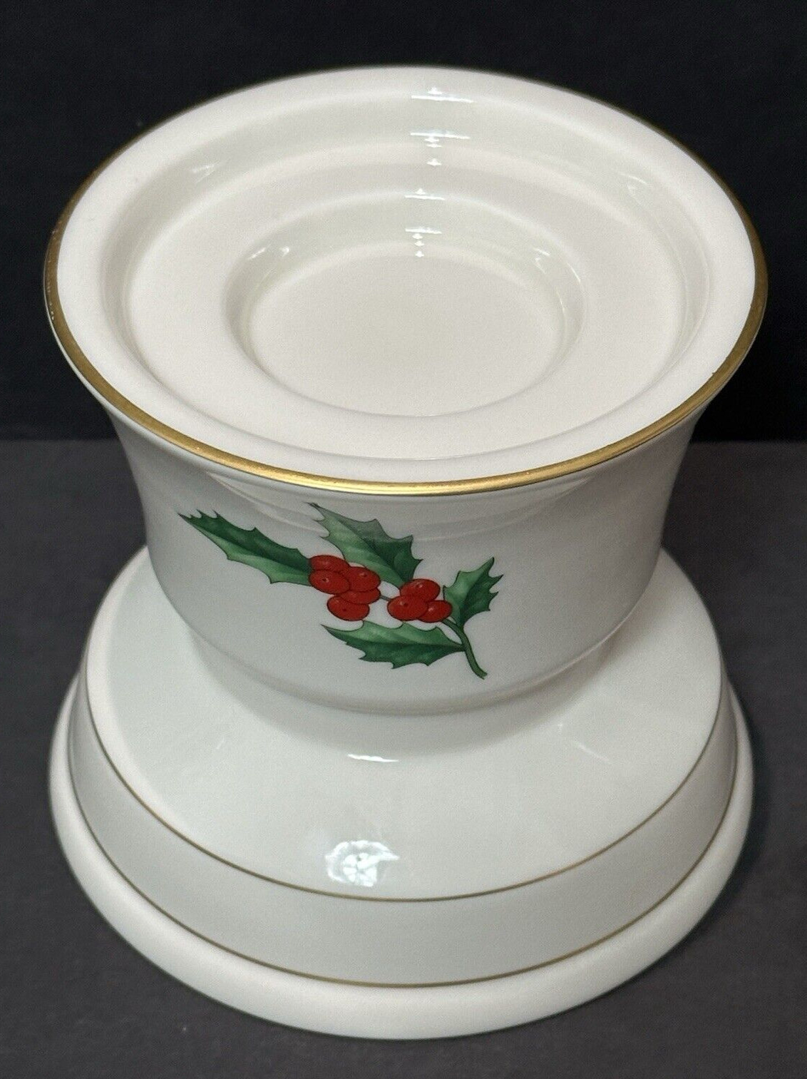 Pickard China Holly Pillar Candle Holder 4″