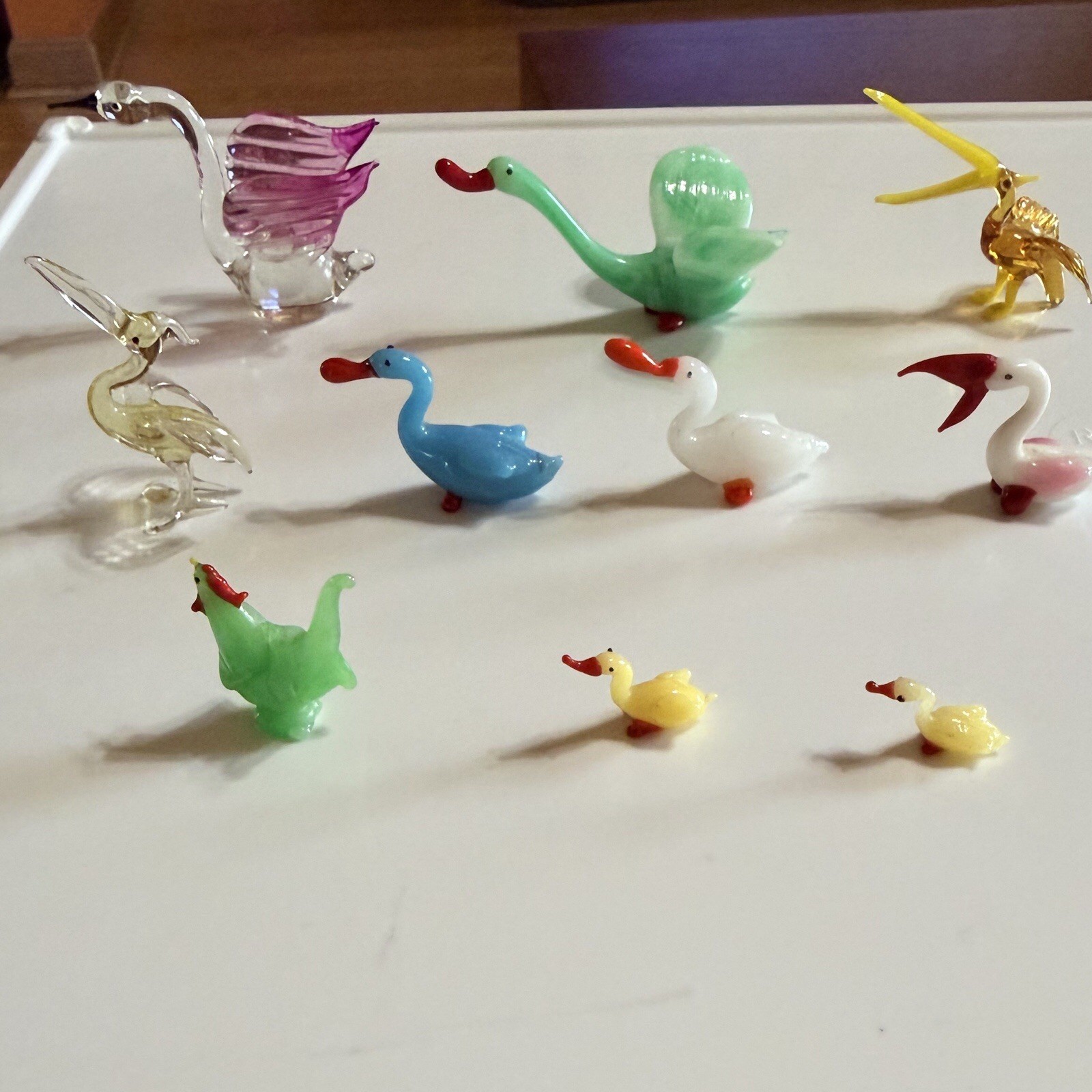 10 Vintage Miniature Blown Glass Bird Figurines Trinkets