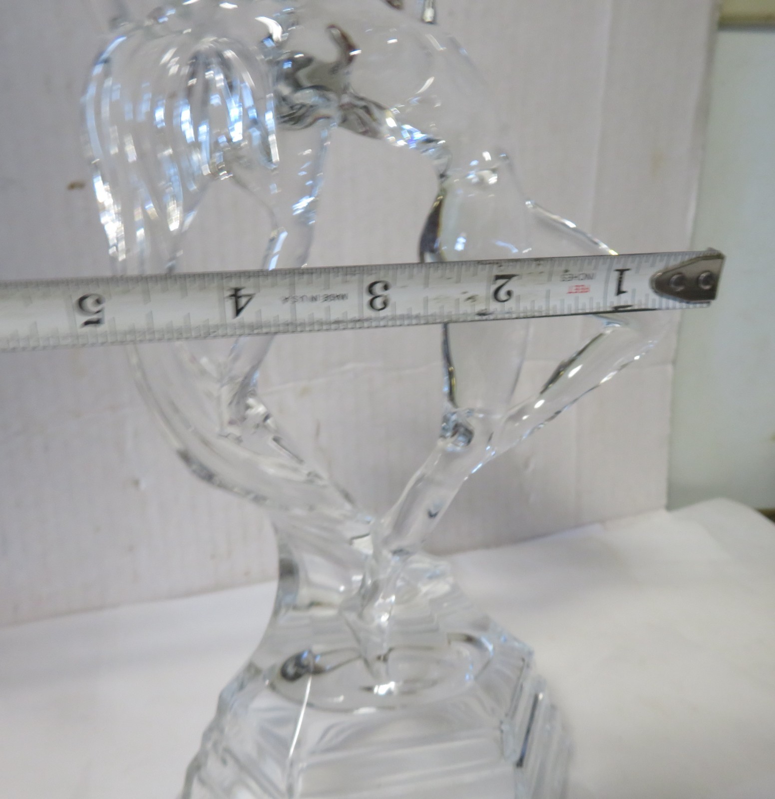 Art Deco Style Clear Glass Nude Dancer Figurine Sculpture Stepped Base Female