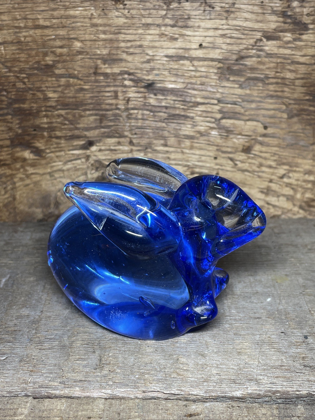 United States Commemorative Fine Art Gallery Blue Rabbit Blown Glass