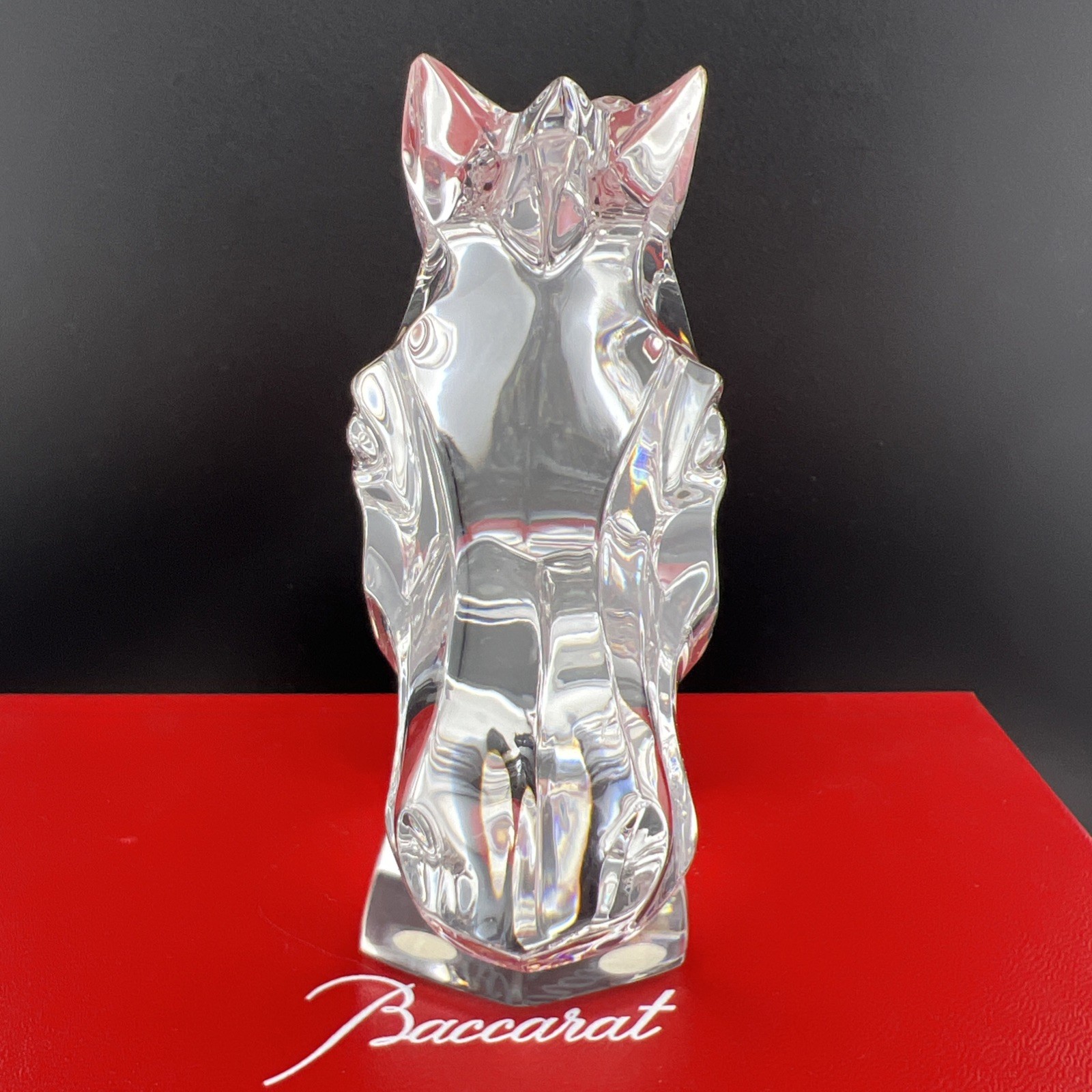 Authentic Baccarat Crystal Horse Head Sculpture in Original Box