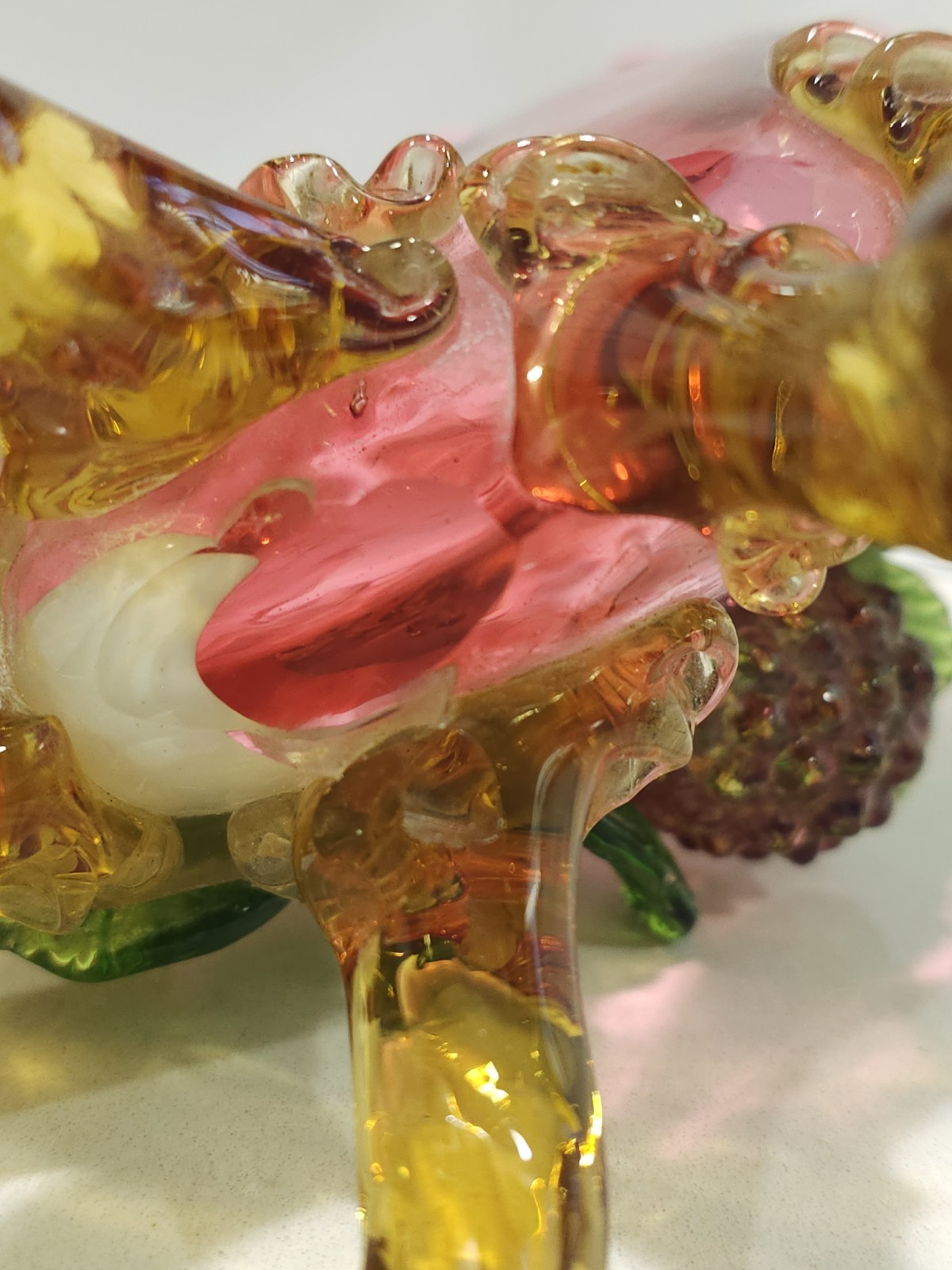 Vintage STEVENS & WILLIAMS Ruffled Cased Art Glass BOWL VASE Amber Applied Feet