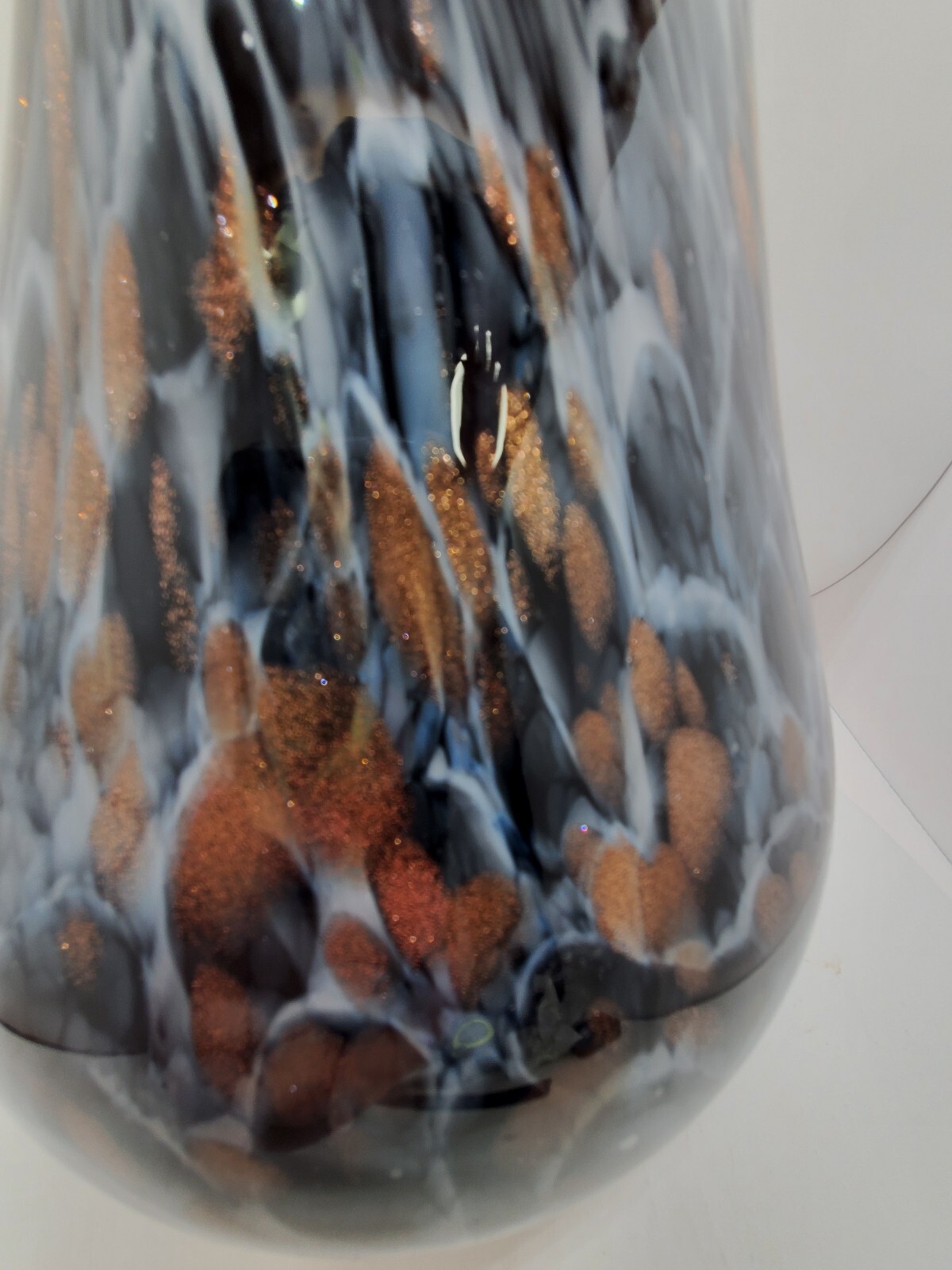 Metallic Copper/Black Multicolored Glass Ribbed Narrow Opening Vase 15.75″ X 9″