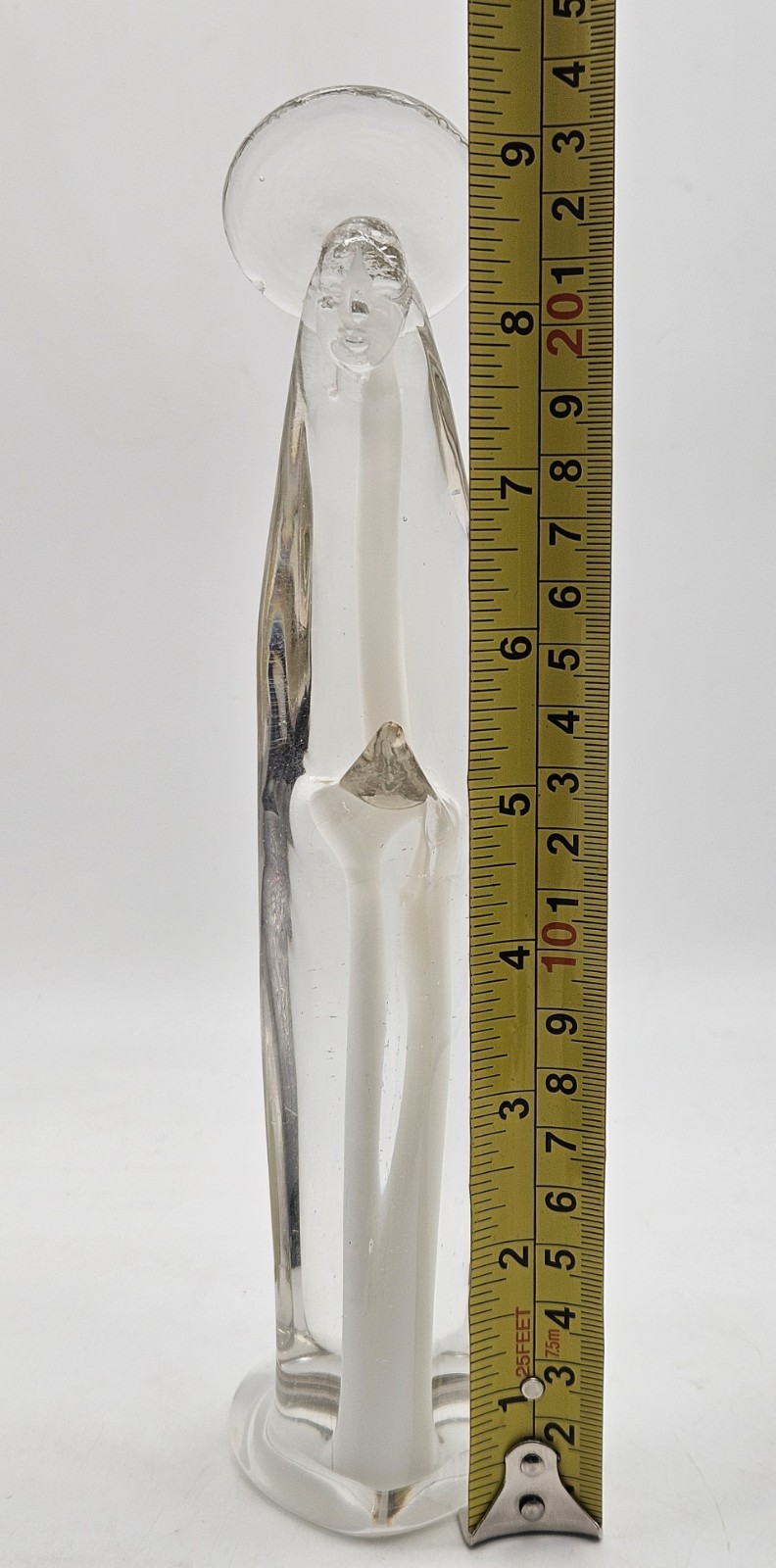 Murano Art Glass Madona Figurine Virgin Mary Paperweight Figure White Filling