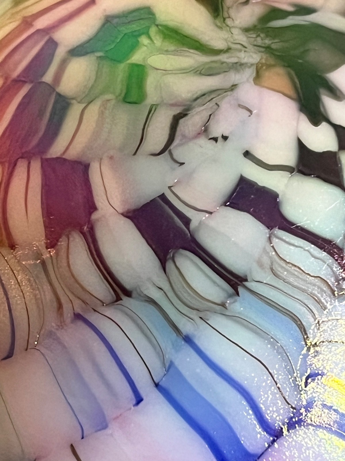 Charles Gibson Art Glass Iridized Snakeskin Paperweight-WV, USA-MCM Pastel Color
