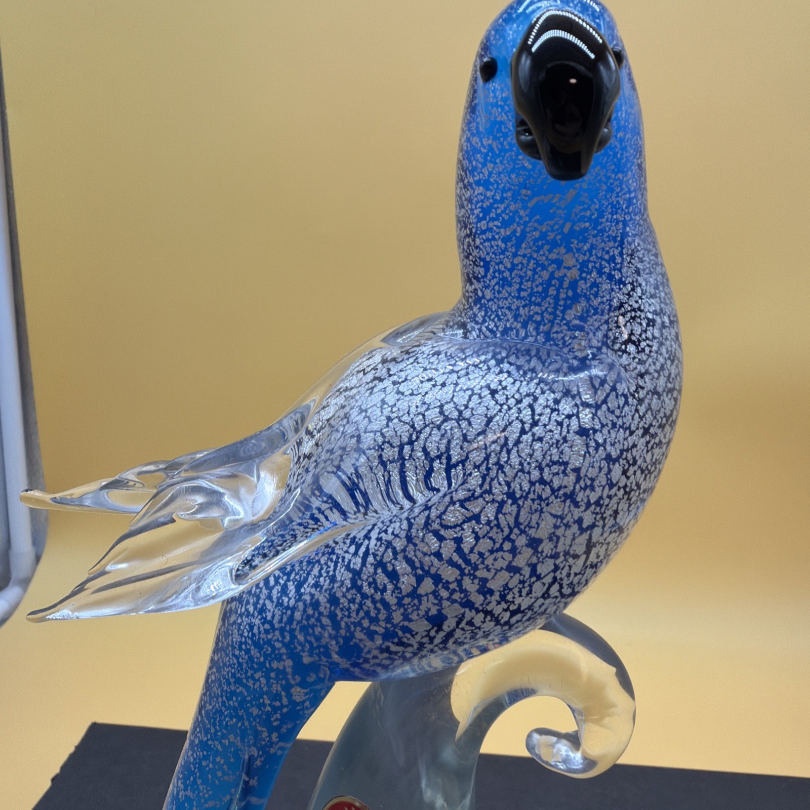 Vintage Handblown Murano Formia Blue Budgerigar MINT CONDITION! 10”!
