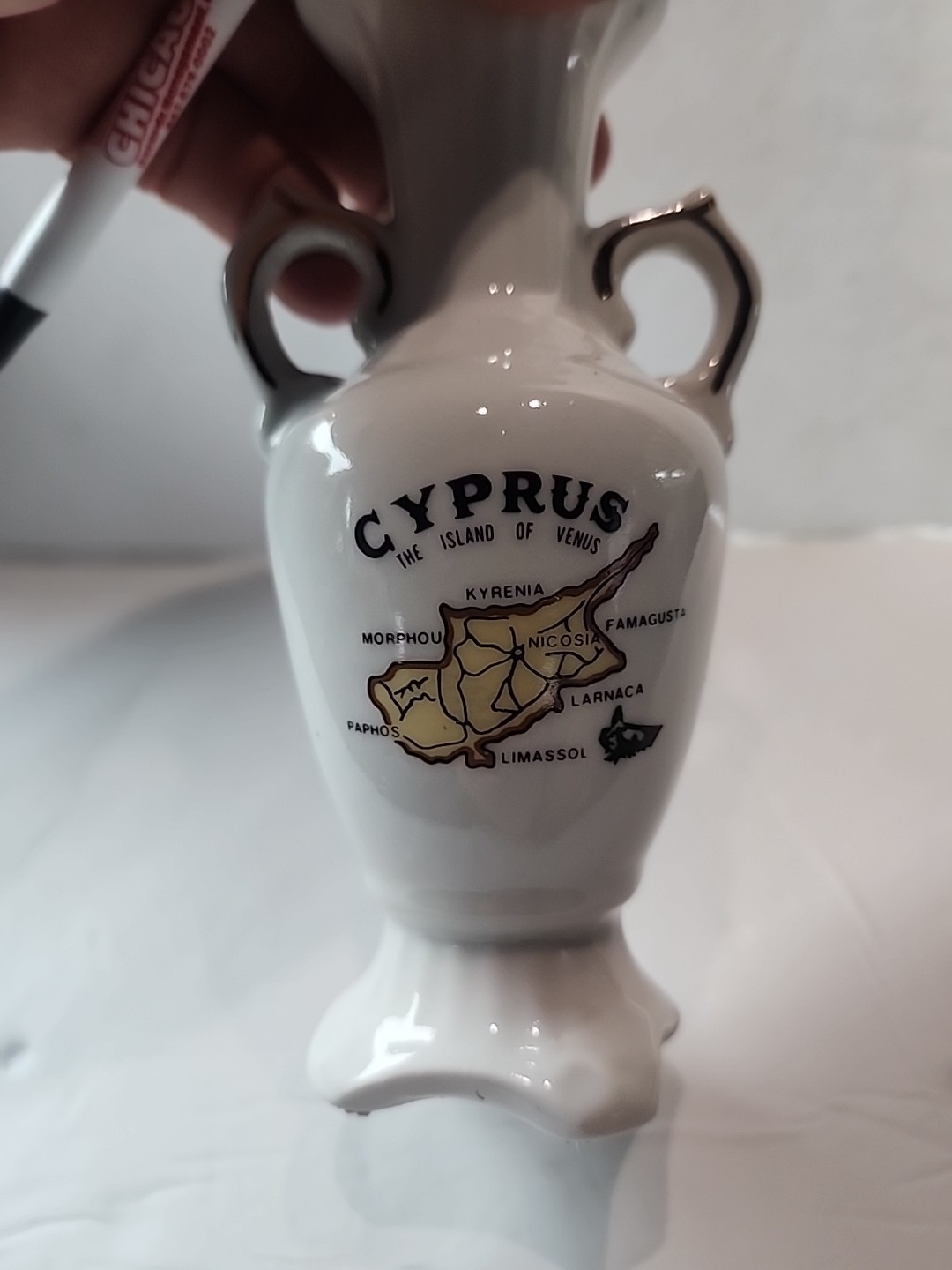 Cyprus Vase 6.5 Inches Tall 2.5 Wide Opening 2 Inches Vintage Dupe Greece Greek