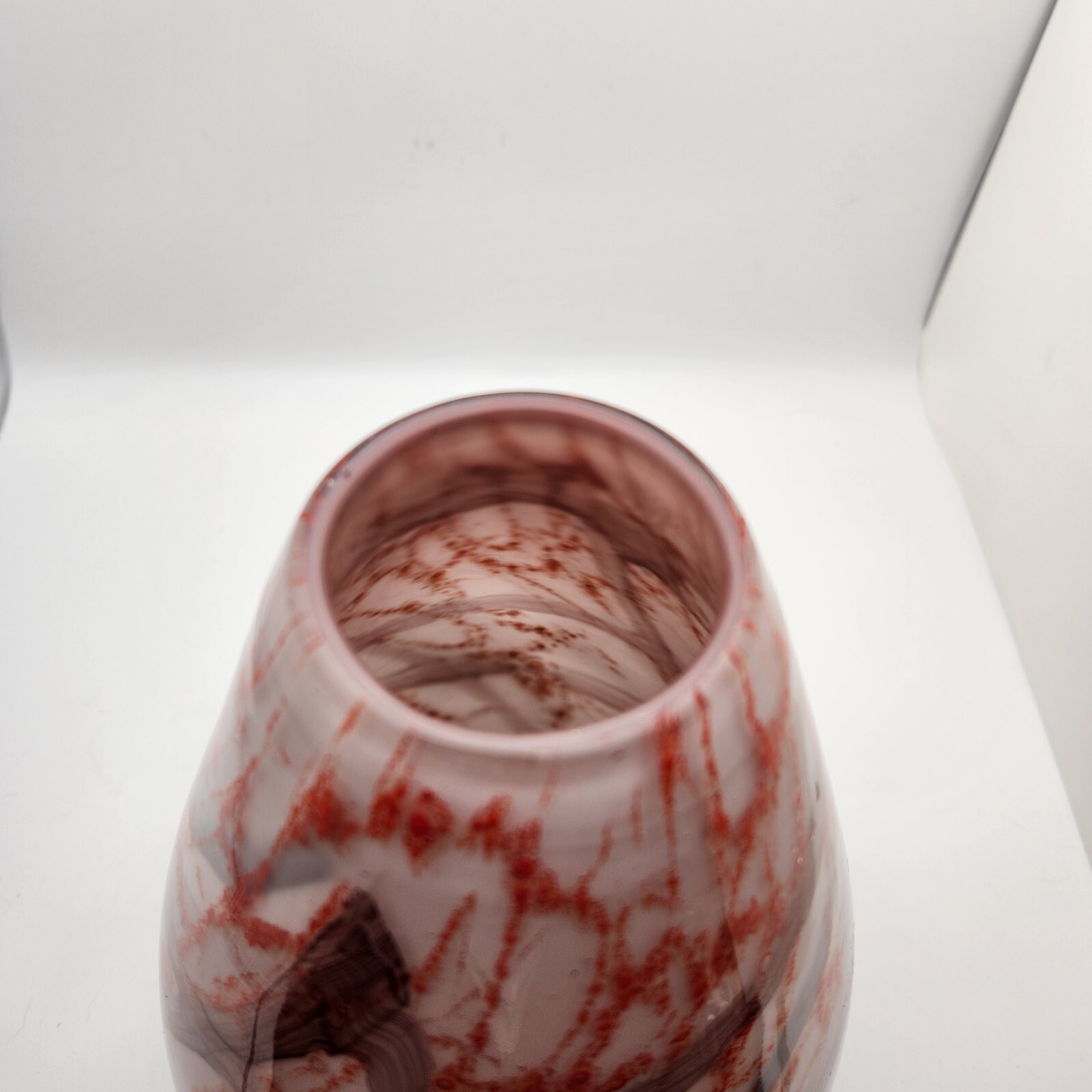 Art Glass Vase Mouthblown Orange Brown Swirl 9″ tall Joelson Ind. CA Vintage