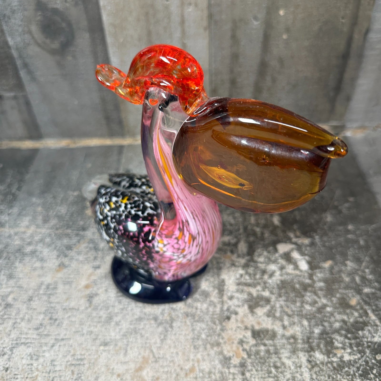 Hand Blown Murano Art Glass Pelican Figurine Sculpture 7″ Tall